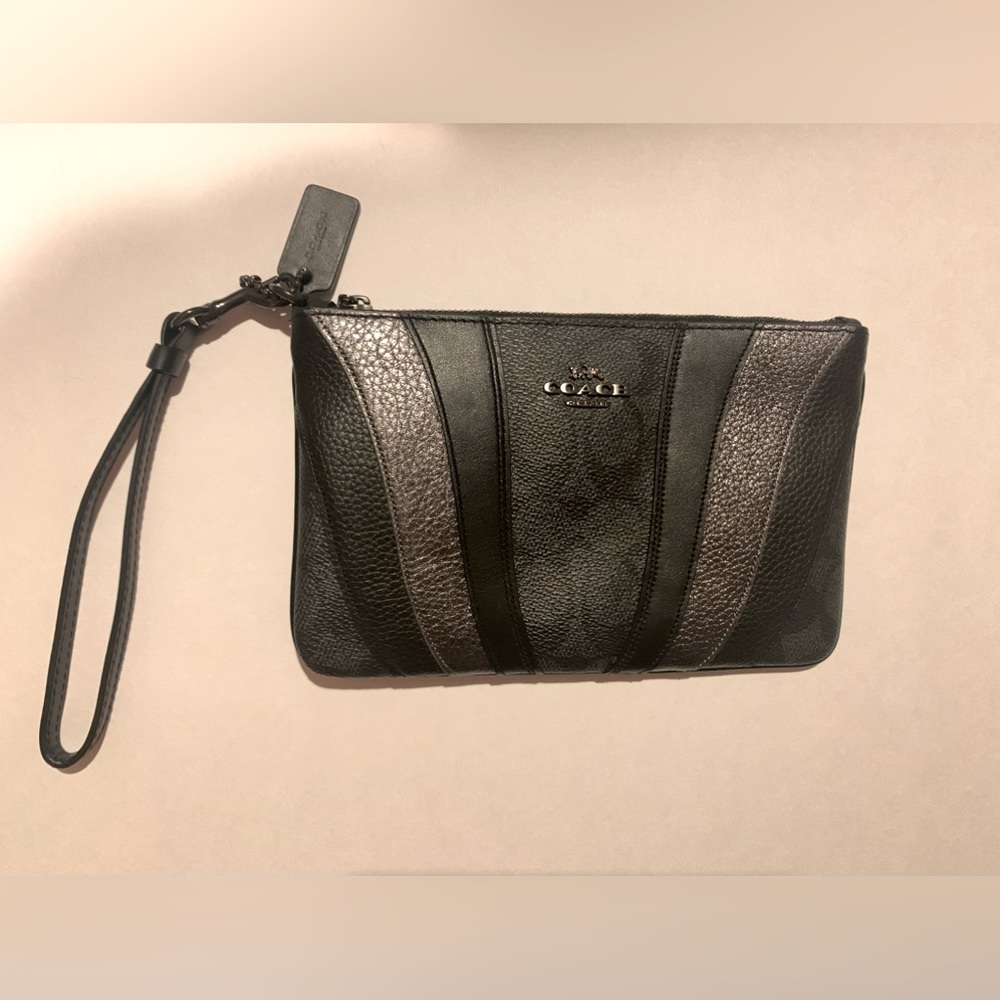 Coach Black and Gray Wristlet Clutch